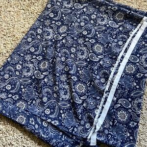 Peachskin Navy Paisley Motif Fabric
